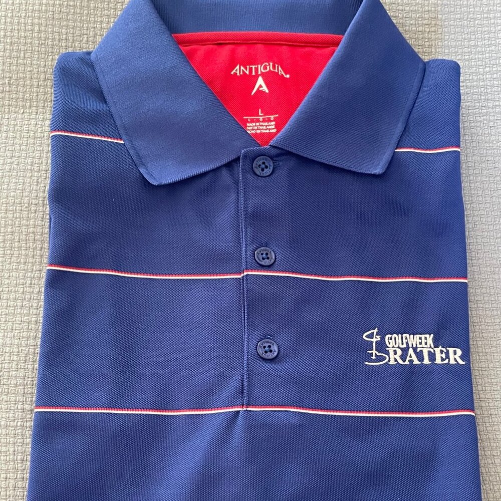 Antigua L Golfweek Royal Blue SS Desert Dry Polo